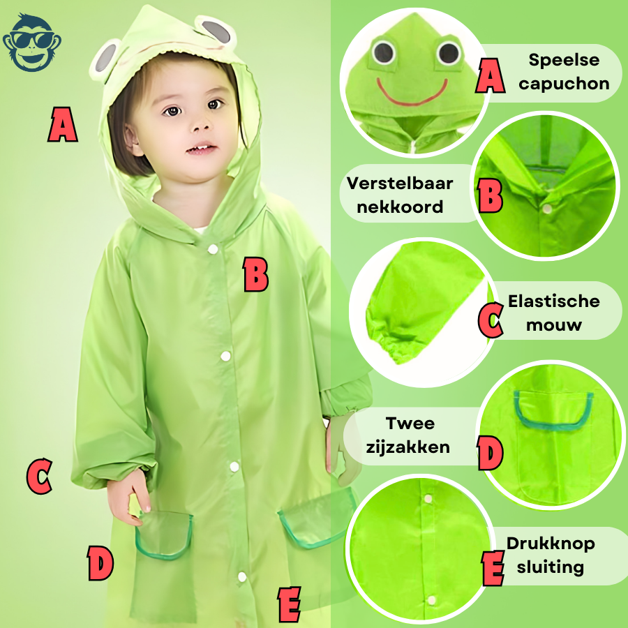Schattige Kikker Regenjas voor Kinderen 2 6 Jaar Waterdicht en Duurzaam Boefie Boef